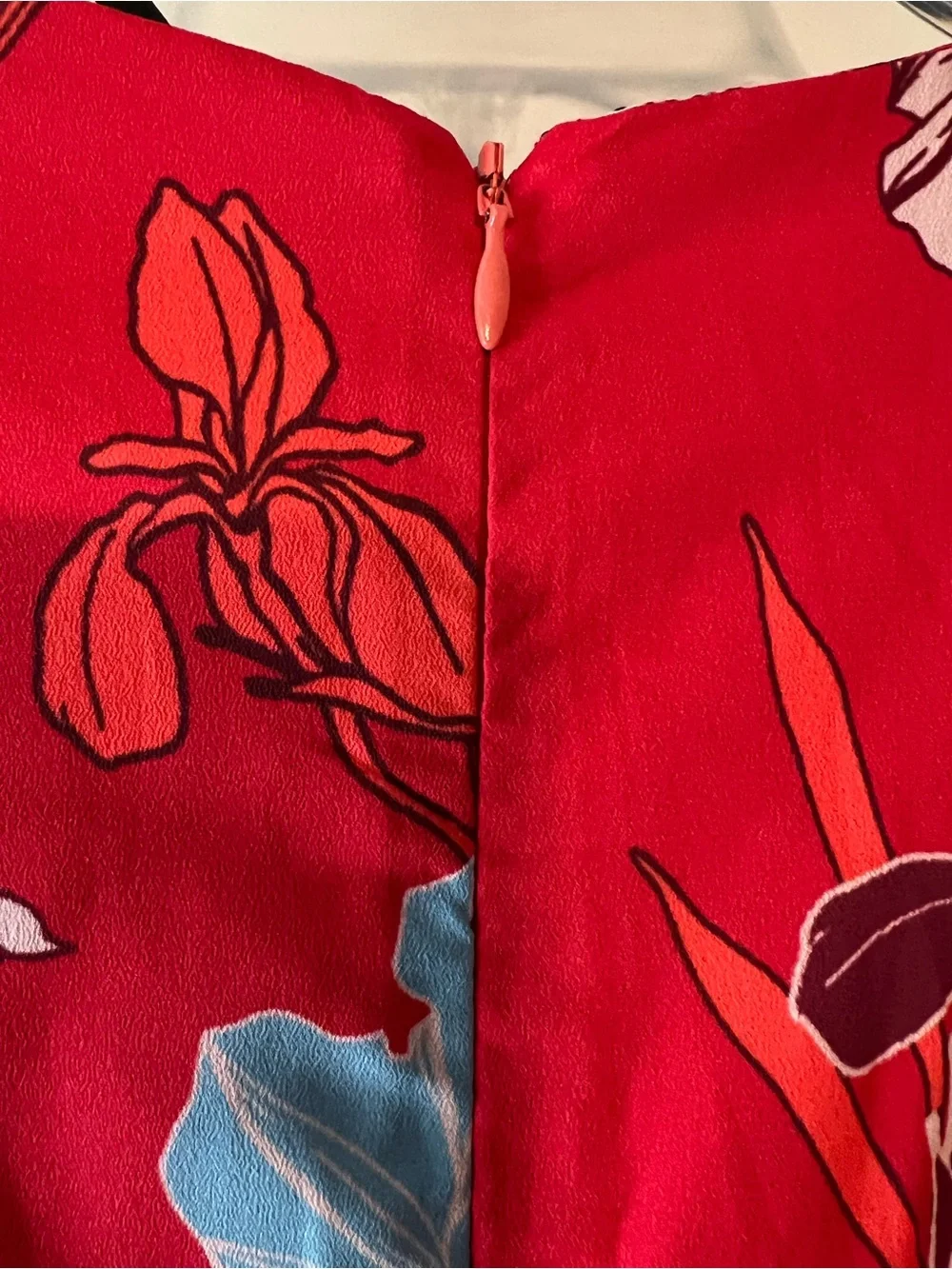 Red Floral Botanical Long Midi Dress Back Zipper eShakti Garden Party EUC #2748